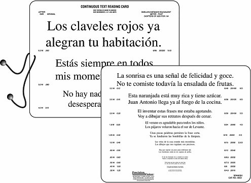 Colenbrander Spanish Low Vision Reading Card