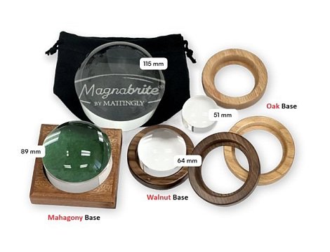 Magnabrite 89mm Wood Base - Specify Square Mahogany, or Round in Oak or Walnut
